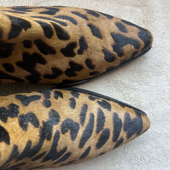 Sam Edelman Walden Leopard Fur Block Heel Ankle Boot Bootie Women 7 Animal Zip - Picture 10 of 16